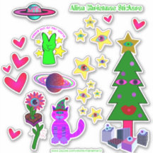 Alien Christmas Stickers