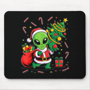 Alien Christmas Tree Xmas Lights Funny Holiday Men Mouse Pad