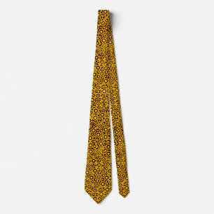 Alien Circuit Abstract II - Amber on Dark Brown Tie