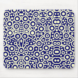 Alien Circuit II - Cream on Dark Blue Mouse Pad