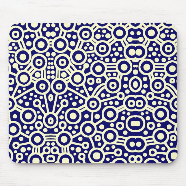 Alien Circuit II - Cream on Dark Blue Mouse Pad (Front)