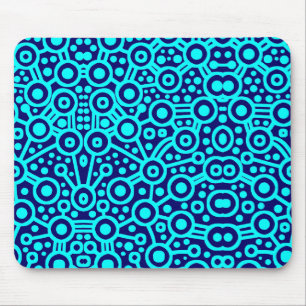 Alien Circuit II - Cyan on Dark Blue Mouse Pad