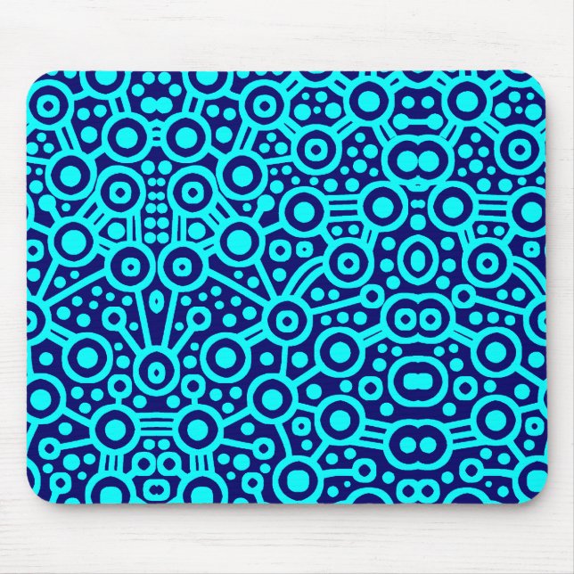 Alien Circuit II - Cyan on Dark Blue Mouse Pad (Front)