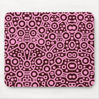 Alien Circuit II - Pink on Dark Brown Mouse Pad