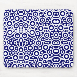 Alien Circuit II - White on Dark Blue Mouse Pad