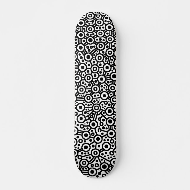 Alien Circuit III - Black on White Skateboard (Front)