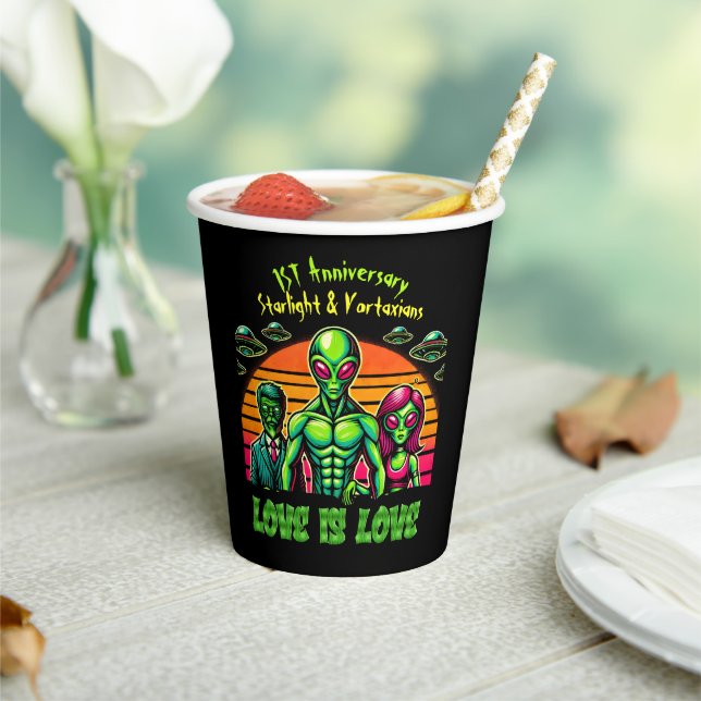 Alien Couple in Galactic Affection Paper Cups (Insitu)