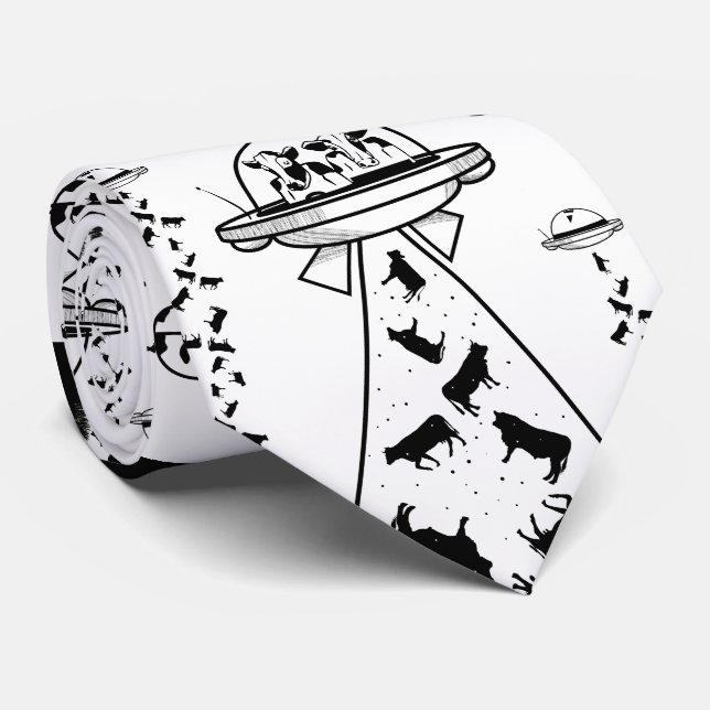 Alien cow abduction tie (Rolled)