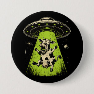 Alien Cow Abduction Weirdcore Surreal 3 Inch Round Button