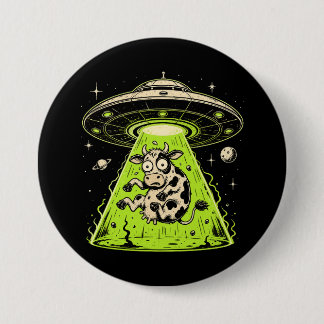 Alien Cow Abduction Weirdcore Surreal 3 Inch Round Button