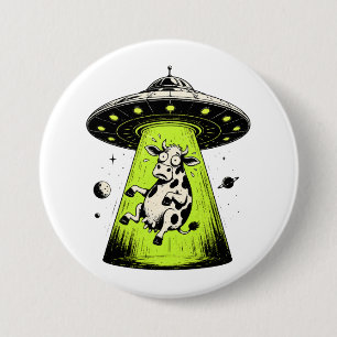 Alien Cow Abduction Weirdcore Surreal 3 Inch Round Button