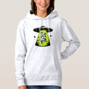 Alien Cow Abduction Weirdcore Surreal Hoodie