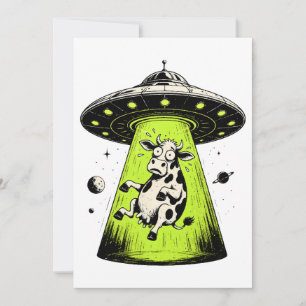 Alien Cow Abduction Weirdcore Surreal Invitation