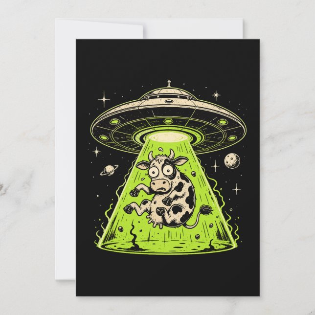 Alien Cow Abduction Weirdcore Surreal Invitation (Front)