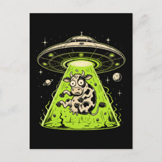 Alien Cow Abduction Weirdcore Surreal Postcard