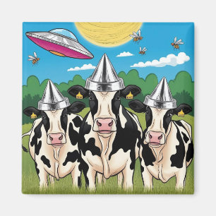 Alien Cows Tin Foil Hats,  UFO UAP Magnet