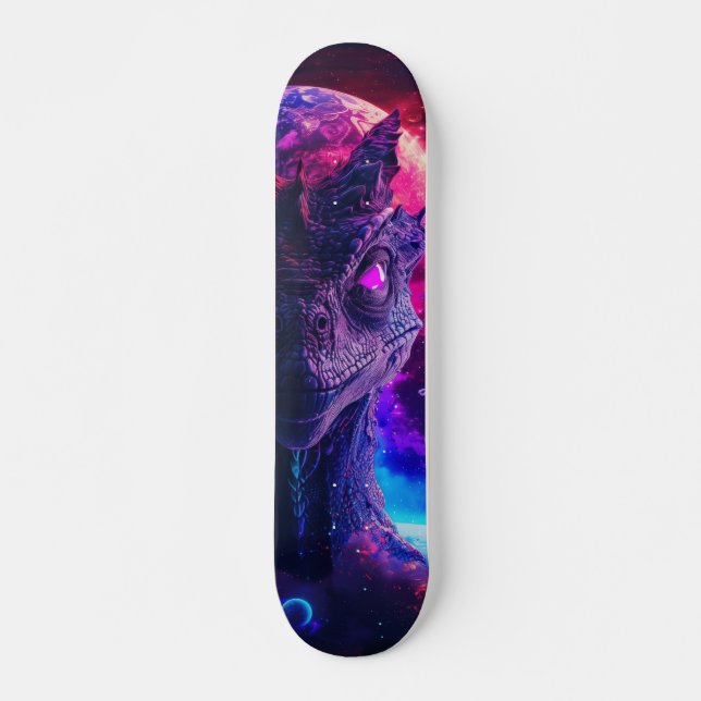 alien creature in a cosmic landscape skateboard (Front)