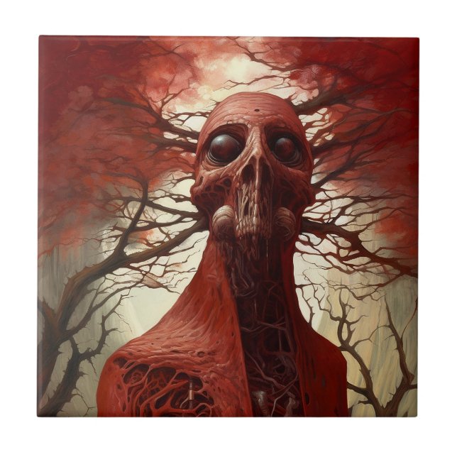 Alien Creature Sci-fi Horror Art Tile (Front)