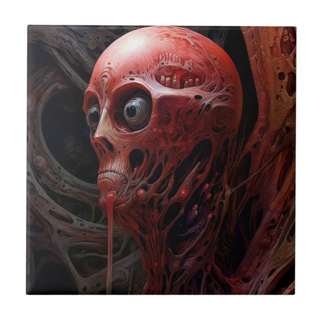 Alien Creature Sci-fi Horror Art Tile (Front)