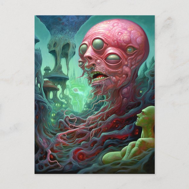 Alien Creature Surreal Horror Art Postcard (Front)