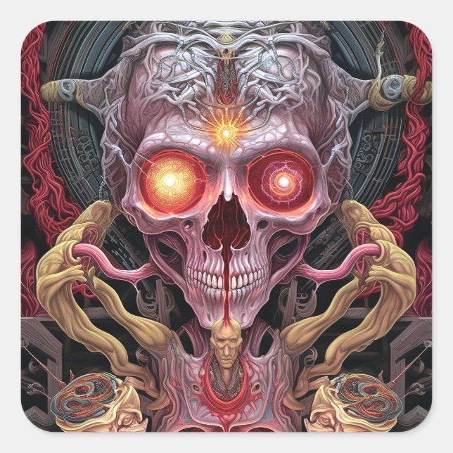 Alien Creature Surreal Horror Art Square Sticker (Front)