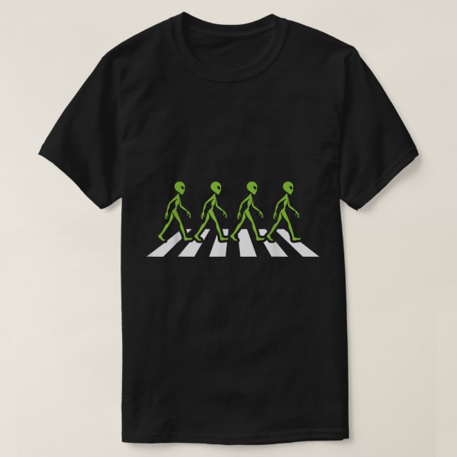 Alien Crossing Funny Parody Design T-Shirt (Design Front)