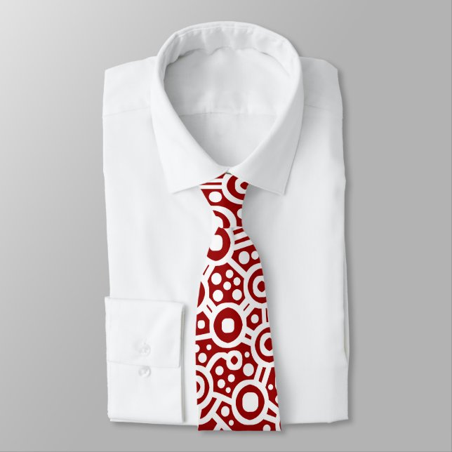 Alien Curcuit Abstract II - White on Maroon Tie (Tied)