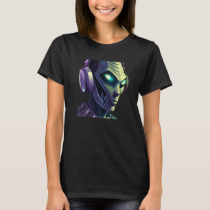 Alien Cyborg DJ Robot Record Techno Music Cool Ali T-Shirt