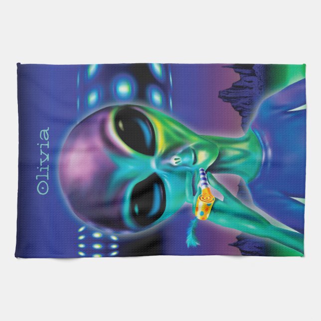 Alien de serviettes de thé personnalisé m'emmène à (Horizontal)