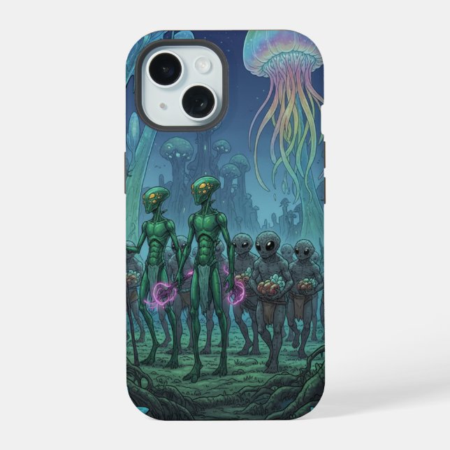 Alien Deep Sea Encounter iPhone 15 Case (Back)