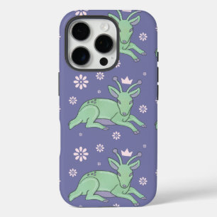 Alien Deer Folk Art Whimsical Green Fawn iPhone 16 Pro Case