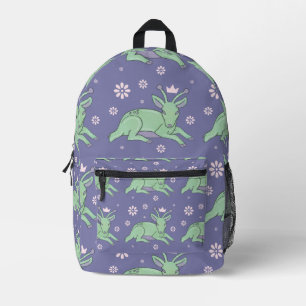 Alien Deer Folk Art Whimsical Green Fawn Printed Backpack