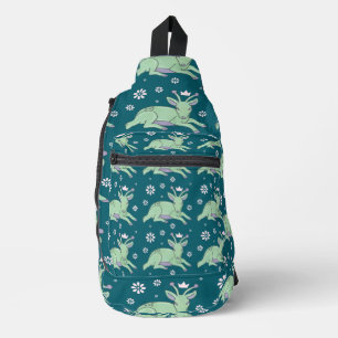 Alien Deer Folk Art   Whimsical Green Fawn Sling Bag