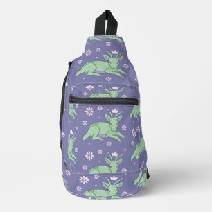 Alien Deer Folk Art Whimsical Green Fawn Sling Bag
