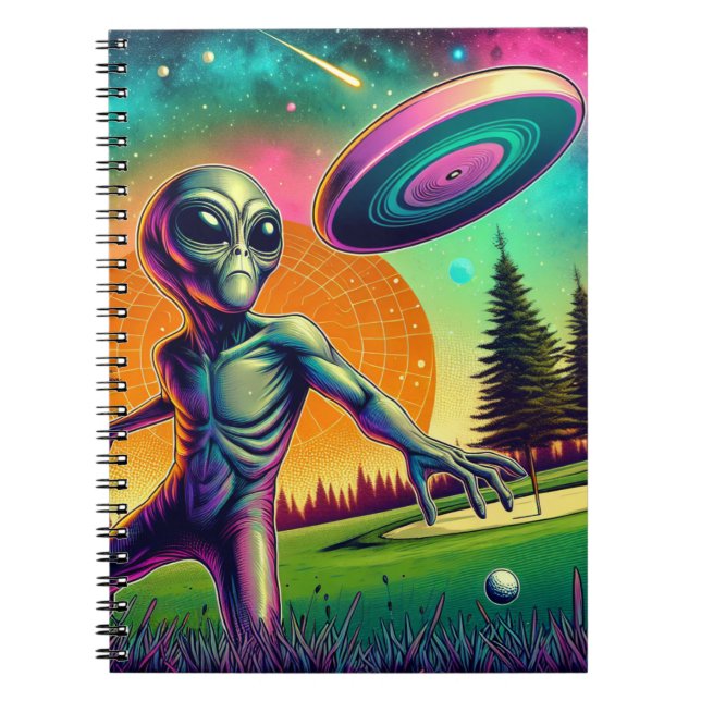 Alien Disc Golf with Planet Backgroud Notebook (Front)