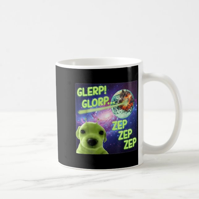 Alien Dog Meme Glerp Glorp Funny Space Laser Gift  Coffee Mug (Right)