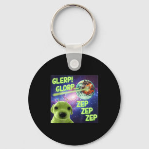 Alien Dog Meme Glerp Glorp Funny Space Laser Gift Keychain