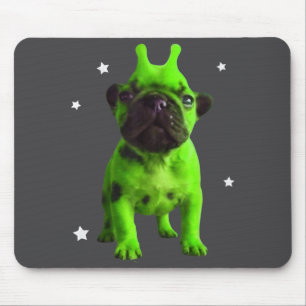 Alien Dog Meme Retro Silly Dog Vintage Space Bble  Mouse Pad