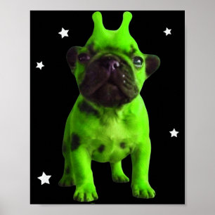 Alien Dog Meme Retro Silly Dog Vintage Space Bble  Poster