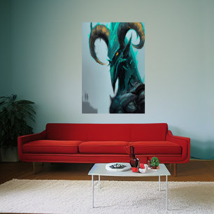 Alien d'oiseau bleu   AI Art Poster