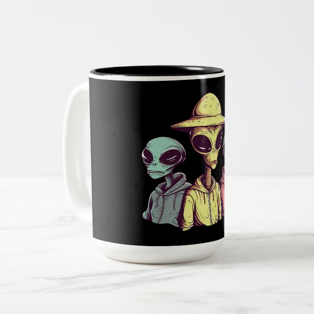 Alien Duo Coffee Mug – Retro Sci-Fi (Devant gauche)