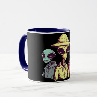 Alien Duo Coffee Mug – Retro Sci-Fi