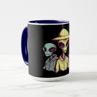 Alien Duo Coffee Mug – Retro Sci-Fi