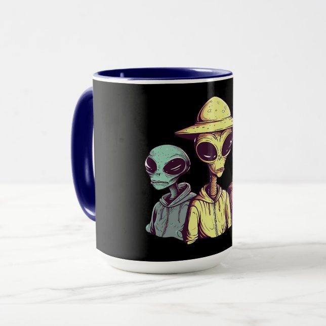 Alien Duo Coffee Mug – Retro Sci-Fi (Devant gauche)