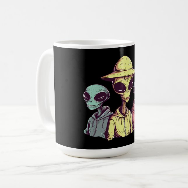 Alien Duo Coffee Mug – Retro Sci-Fi (Devant gauche)