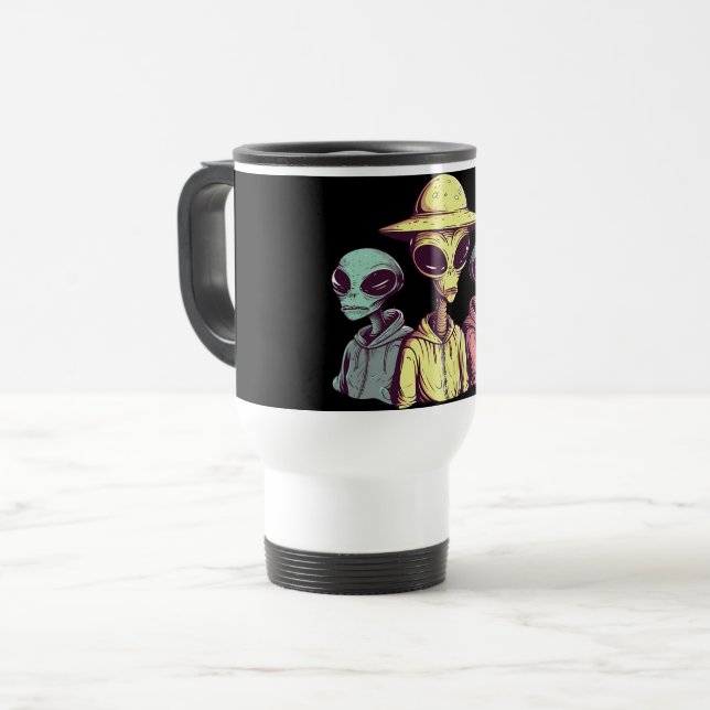 Alien Duo Coffee Mug – Retro Sci-Fi (Devant gauche)