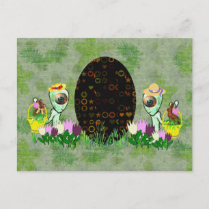 Alien Easter Egg Hunt Holiday Postcard