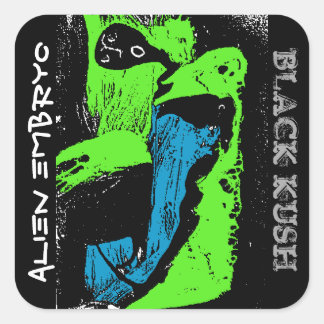 ALIEN EMBRYO BLACK KUSH SQUARE STICKER