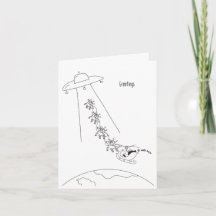 Alien enlèvement de la carte de Noël du Père Noël