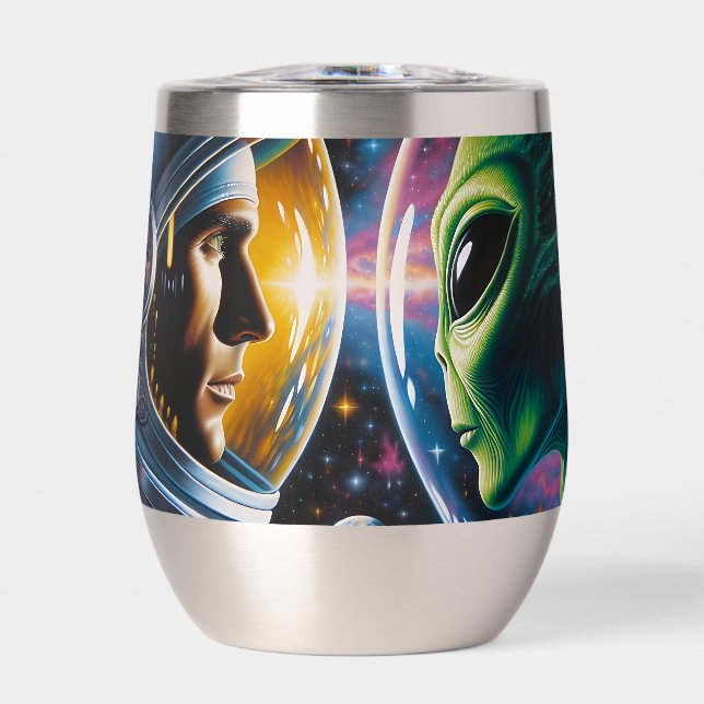 Alien et astronaute dans l'espace (Avant)